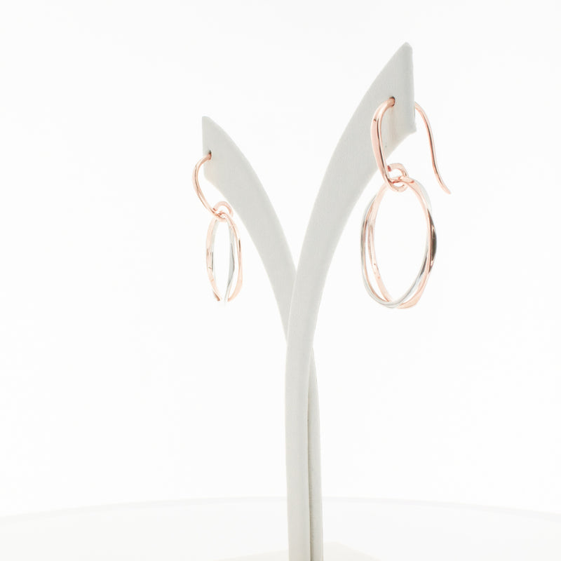 9ct Rose Gold & Sterling Silver Entwined Earrings-Earrings-Walker & Hall