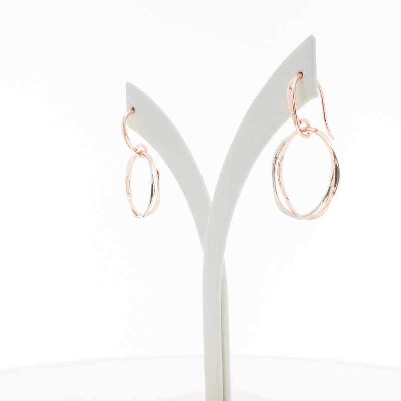 9ct Rose Gold & Sterling Silver Entwined Earrings-Earrings-Walker & Hall