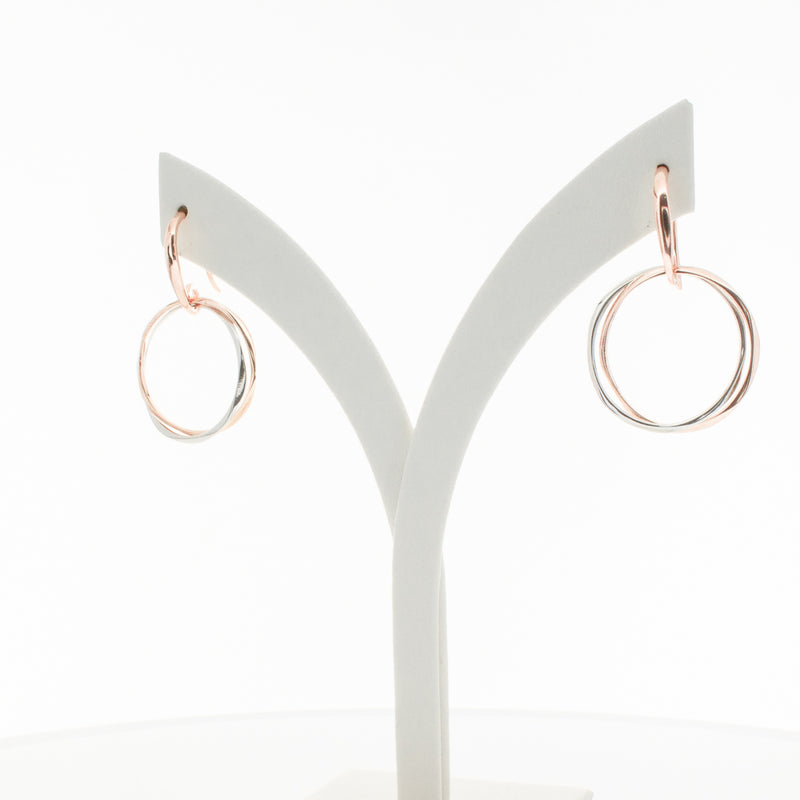 9ct Rose Gold & Sterling Silver Entwined Earrings-Earrings-Walker & Hall