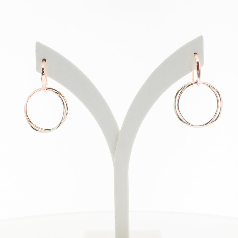 9ct Rose Gold & Sterling Silver Entwined Earrings-Earrings-Walker & Hall
