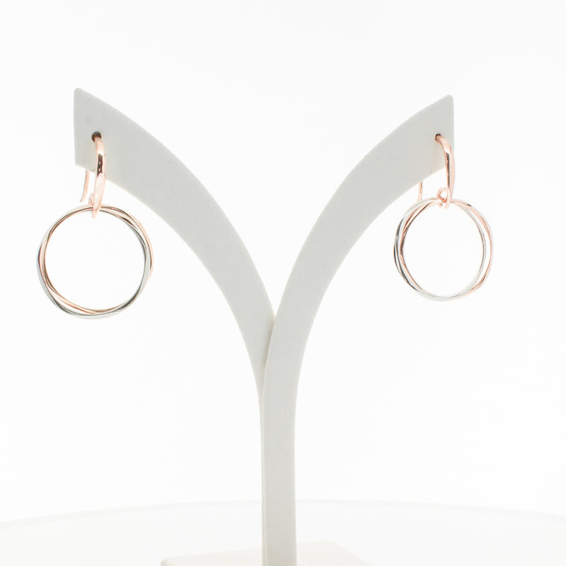 9ct Rose Gold & Sterling Silver Entwined Earrings-Earrings-Walker & Hall