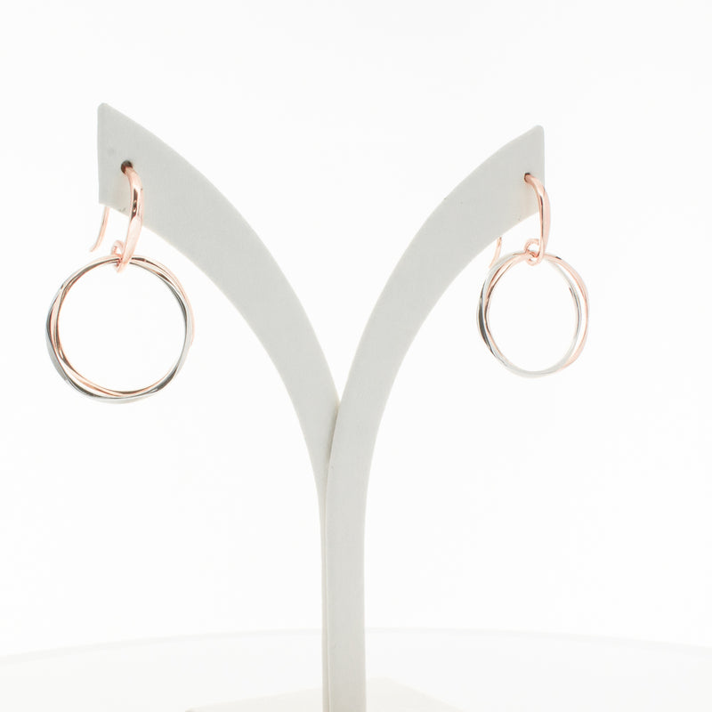 9ct Rose Gold & Sterling Silver Entwined Earrings-Earrings-Walker & Hall