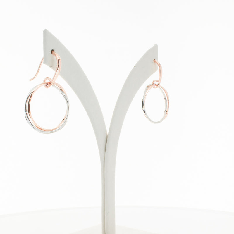 9ct Rose Gold & Sterling Silver Entwined Earrings-Earrings-Walker & Hall