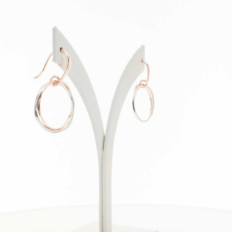 9ct Rose Gold & Sterling Silver Entwined Earrings-Earrings-Walker & Hall