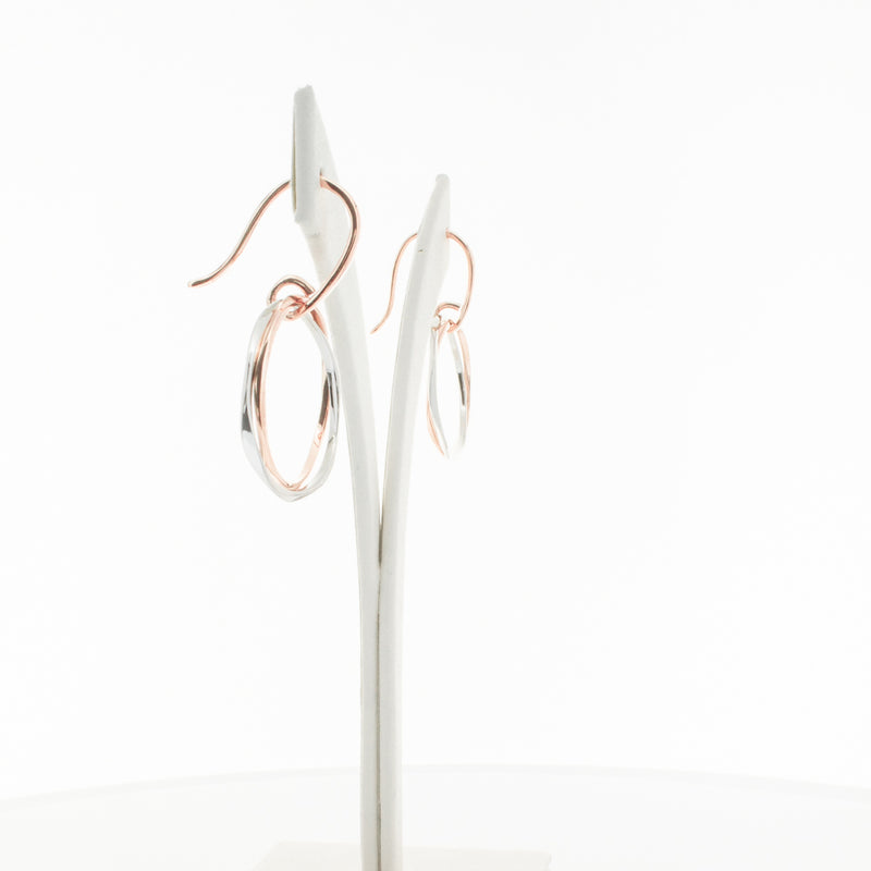 9ct Rose Gold & Sterling Silver Entwined Earrings-Earrings-Walker & Hall