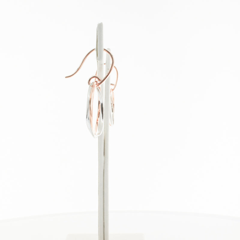 9ct Rose Gold & Sterling Silver Entwined Earrings-Earrings-Walker & Hall