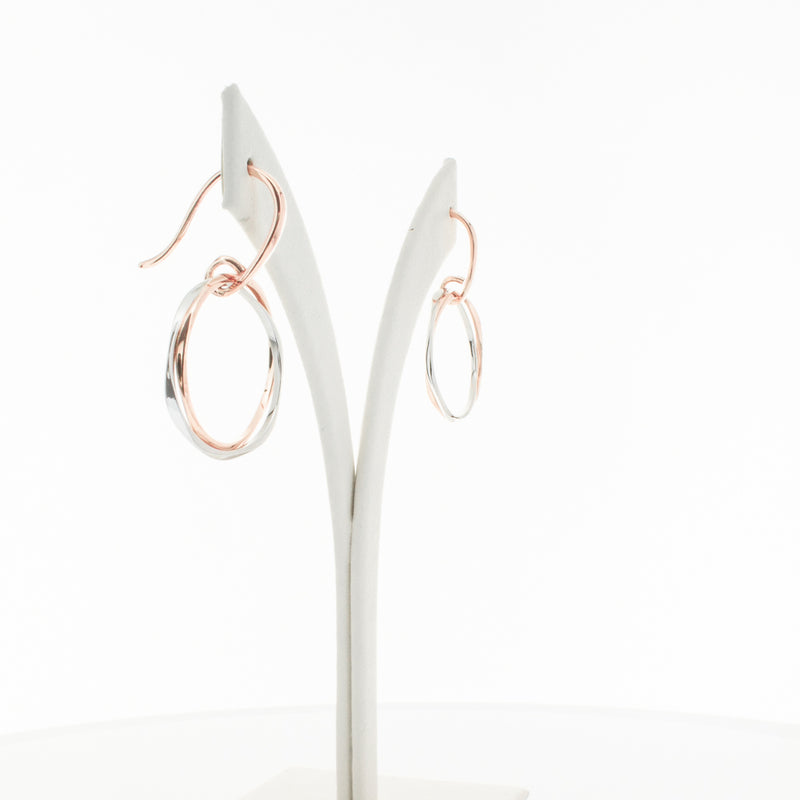 9ct Rose Gold & Sterling Silver Entwined Earrings-Earrings-Walker & Hall