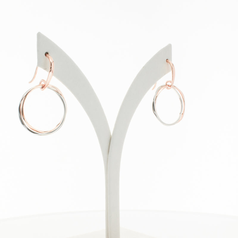 9ct Rose Gold & Sterling Silver Entwined Earrings-Earrings-Walker & Hall