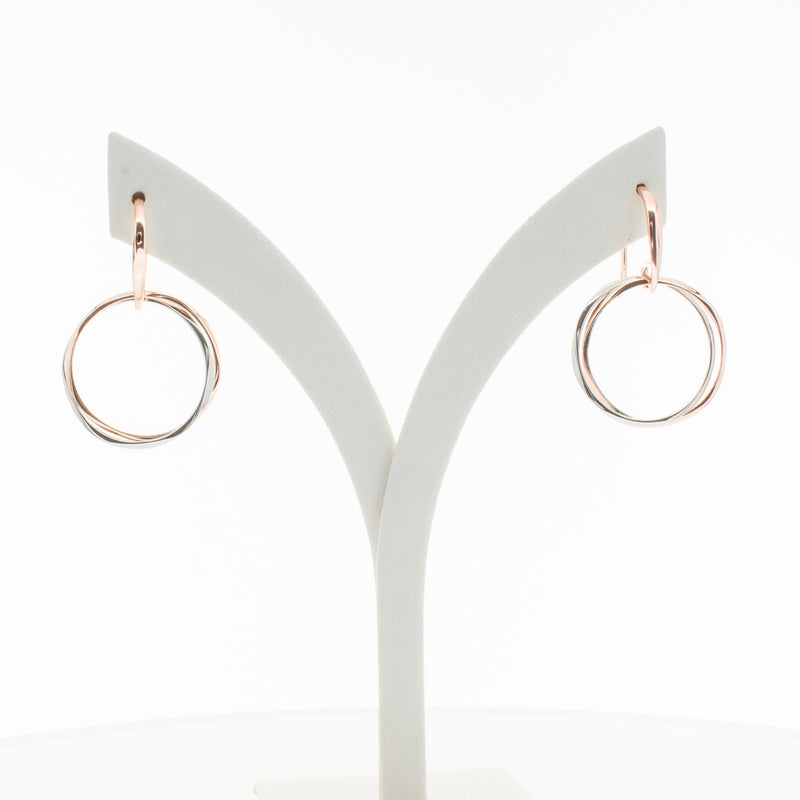 9ct Rose Gold & Sterling Silver Entwined Earrings-Earrings-Walker & Hall