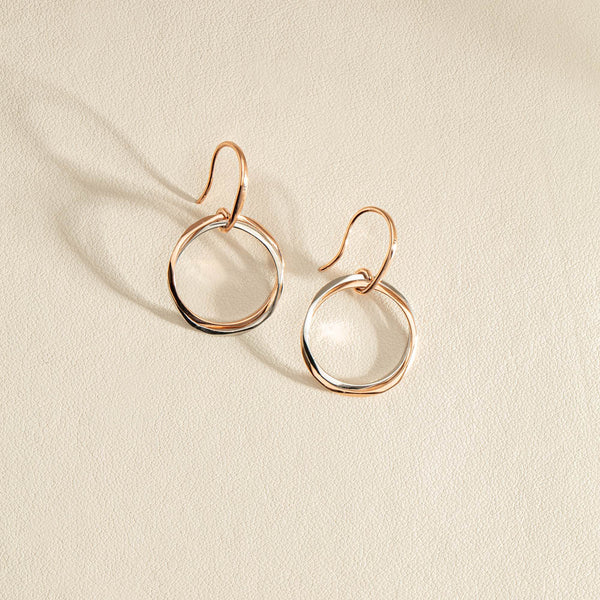 9ct Rose Gold & Sterling Silver Entwined Earrings - Earrings - Walker & Hall