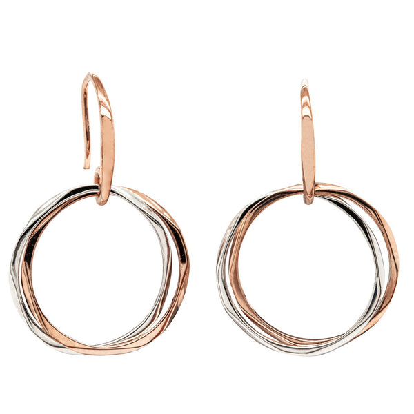 9ct Rose Gold & Sterling Silver Entwined Earrings - Walker & Hall