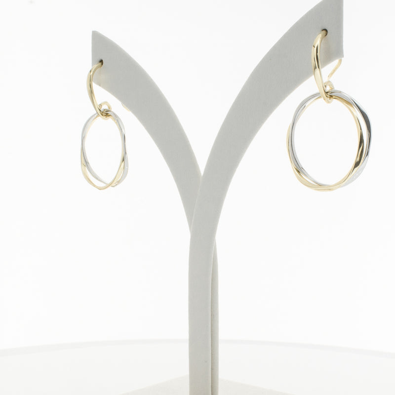 9ct Yellow Gold & Sterling Silver Entwined Earrings-Earrings-Walker & Hall