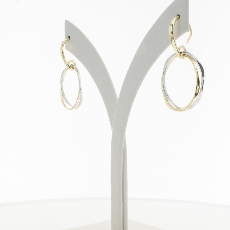 9ct Yellow Gold & Sterling Silver Entwined Earrings-Earrings-Walker & Hall