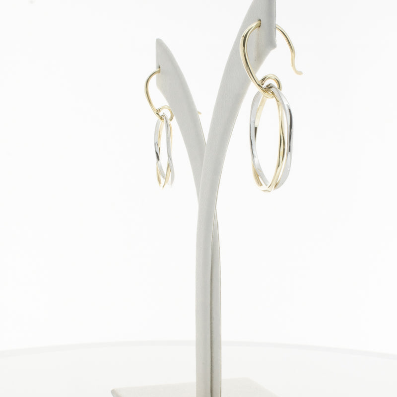 9ct Yellow Gold & Sterling Silver Entwined Earrings-Earrings-Walker & Hall