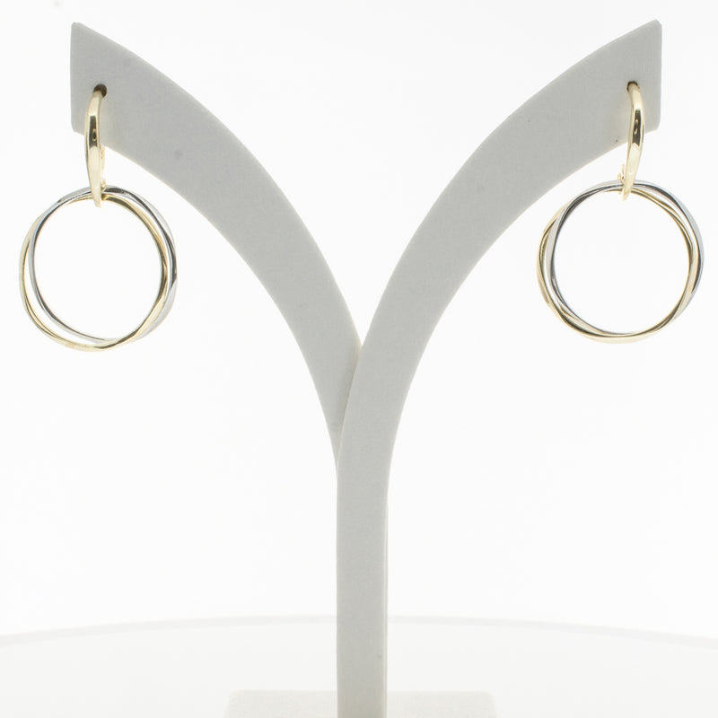 9ct Yellow Gold & Sterling Silver Entwined Earrings-Earrings-Walker & Hall