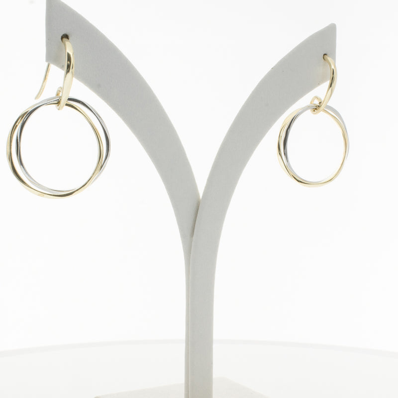 9ct Yellow Gold & Sterling Silver Entwined Earrings-Earrings-Walker & Hall