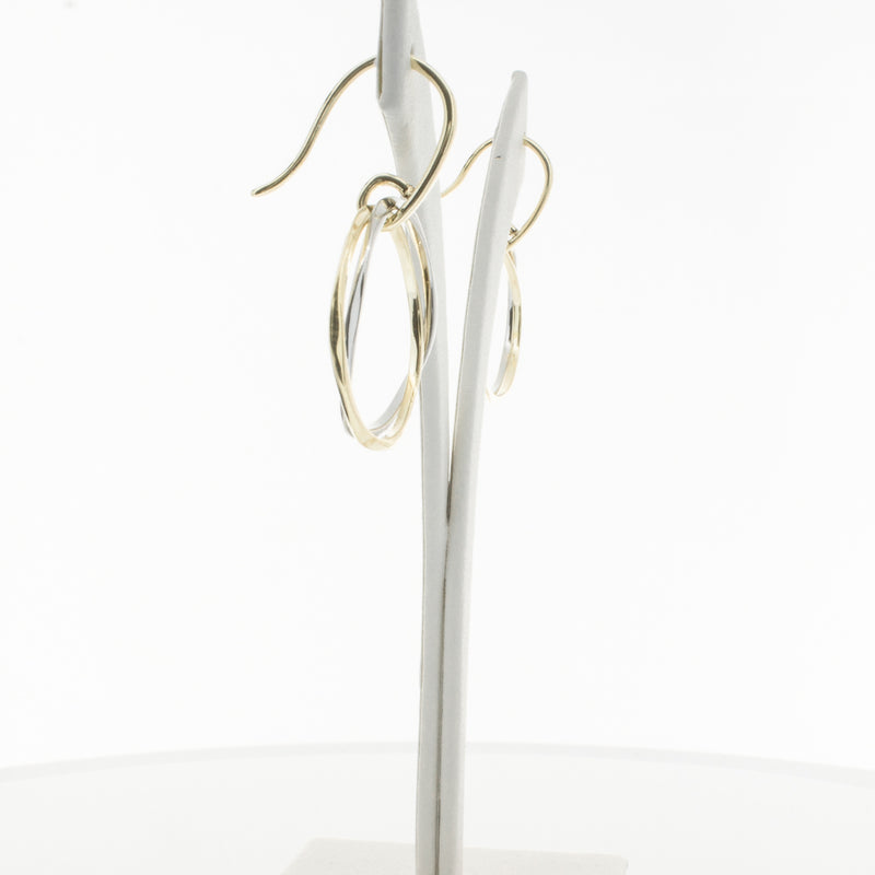 9ct Yellow Gold & Sterling Silver Entwined Earrings-Earrings-Walker & Hall