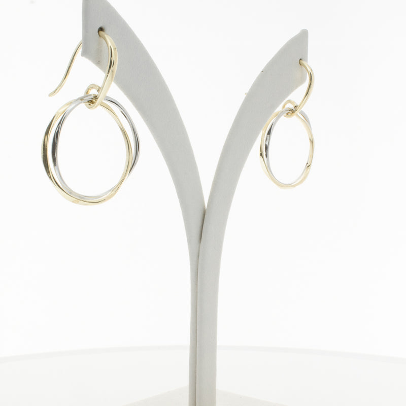 9ct Yellow Gold & Sterling Silver Entwined Earrings-Earrings-Walker & Hall