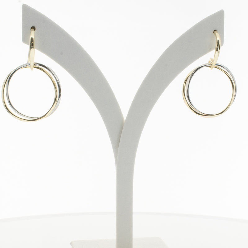 9ct Yellow Gold & Sterling Silver Entwined Earrings-Earrings-Walker & Hall
