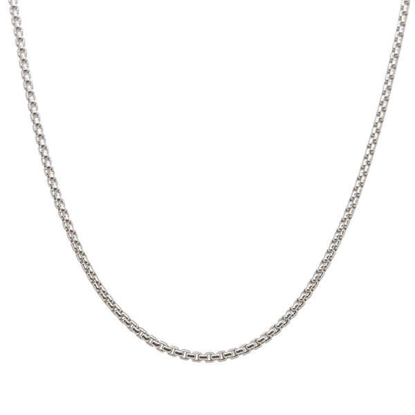 Sterling Silver Round Box Link Chain Necklace - Walker & Hall