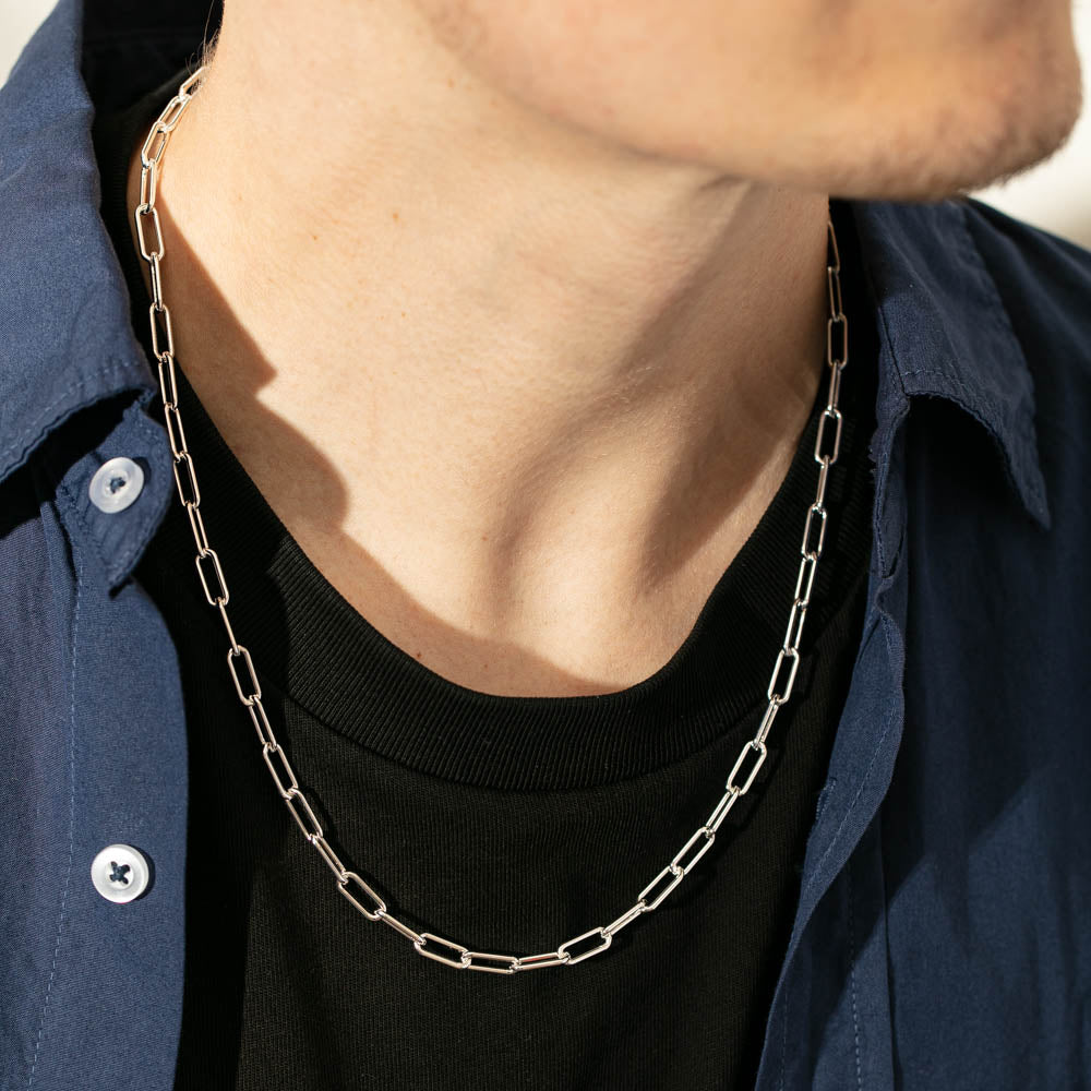 Sterling Silver Staple Link Chain - Walker & Hall
