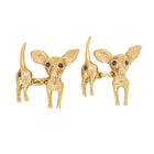 Deja Vu 14ct Yellow Gold Sapphire & Diamond Chihuahua Cufflinks - Cufflinks - Walker & Hall