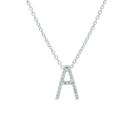 9ct White Gold Diamond Letter Pendant-Necklace-Walker & Hall