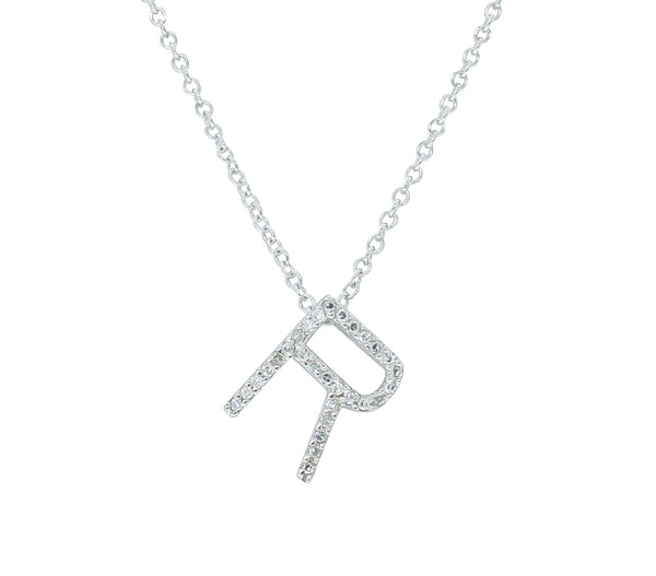 9ct White Gold Diamond Letter Pendant - Necklace - Walker & Hall