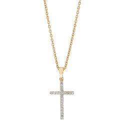 9ct Yellow Gold Diamond Cross Pendant - Necklace - Walker & Hall