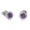 9ct White Gold .05ct Diamond And Amethyst Studs - Walker & Hall