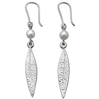 Karen Walker Pearl And Leaf Earrings - Sterling Silver-Earrings-Walker & Hall
