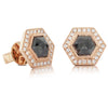 18ct Rose Gold 2.16ct Black Diamond Halo Earrings - Walker & Hall