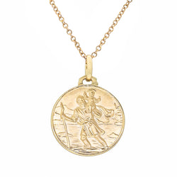 9ct Yellow Gold Saint Christopher Pendant - Necklace - Walker & Hall