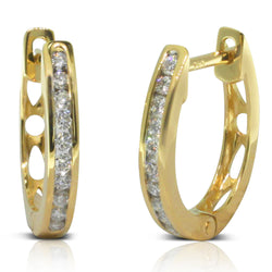18ct Yellow Gold  Diamond Hoop Earrings - Walker & Hall