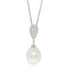 9ct White Gold Pearl & Diamond Pendant - Walker & Hall