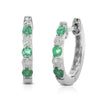 9ct White Gold Emerald & Diamond Huggie Earrings - Walker & Hall