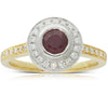 18ct Yellow And 18ct White Gold Ruby And Diamond Halo Ring - Walker & Hall