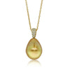 18ct Yellow Gold Diamond And Cultured Golden Pearl Pendant - Walker & Hall