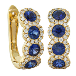 18ct Yellow Gold 1.18ct Sapphire & Diamond Earrings - Earrings - Walker & Hall