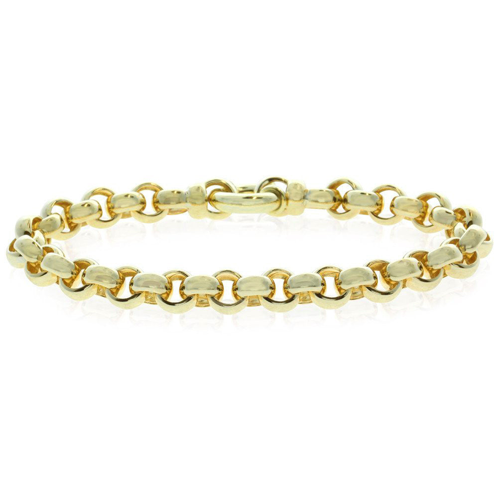 9ct Yellow Gold Patterned And Plain Belcher Bracelet 9