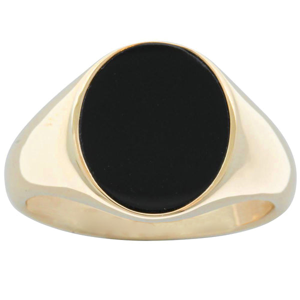 9ct Yellow Gold Oval Onyx Signet Ring - Ring - Walker & Hall