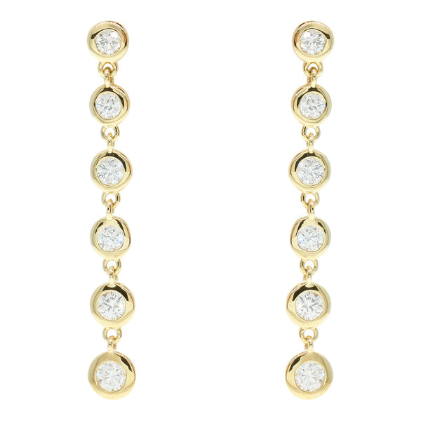 18ct Yellow Gold Diamond Drop Earrings - Walker & Hall