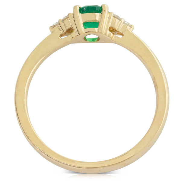 18ct Yellow Gold Emerald And Diamond Ring - Walker & Hall