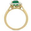 18ct Yellow & White Gold Emerald & Diamond Halo Ring - Walker & Hall
