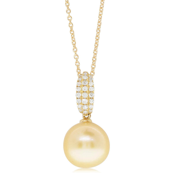 18ct Yellow Gold Pearl & Diamond Pendant - Walker & Hall