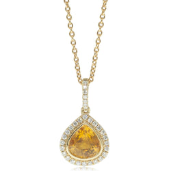 18ct Yellow Gold Sapphire & Diamond Halo Necklace - Walker & Hall