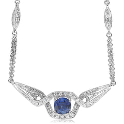 18ct White Gold Sapphire & Diamond Necklace - Walker & Hall