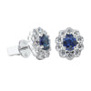 18ct White Gold Sapphire & Diamond Halo Stud Earrings - Earrings - Walker & Hall