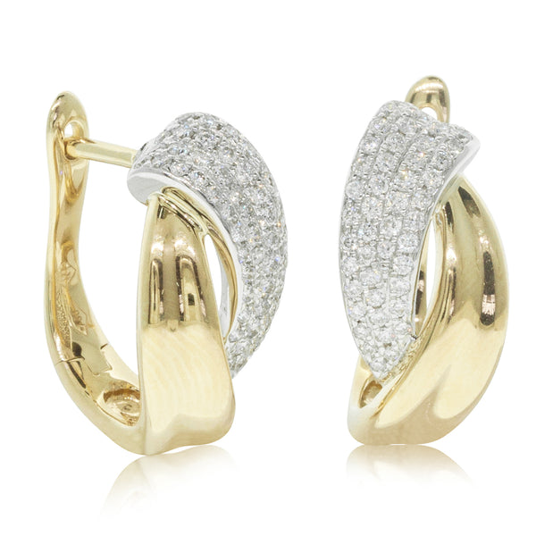18ct Yellow & White Gold .39ct Diamond Huggie Earrings - Walker & Hall