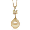 18ct Yellow Gold Golden South Sea Pearl & Diamond Pendant - Walker & Hall